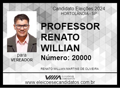 Candidato PROFESSOR RENATO WILLIAN 2024 - HORTOLÂNDIA - Eleições