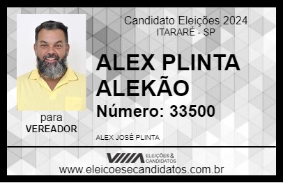 Candidato ALEX PLINTA ALEKÃO 2024 - ITARARÉ - Eleições