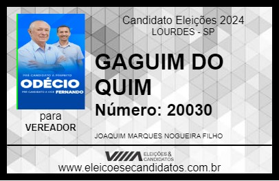 Candidato GAGUIM DO QUIM 2024 - LOURDES - Eleições