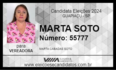 Candidato MARTA SOTO 2024 - GUAPIAÇU - Eleições