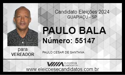 Candidato PAULO BALA 2024 - GUAPIAÇU - Eleições