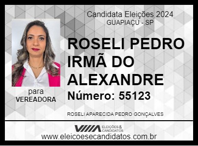 Candidato ROSELI PEDRO IRMÃ DO ALEXANDRE 2024 - GUAPIAÇU - Eleições