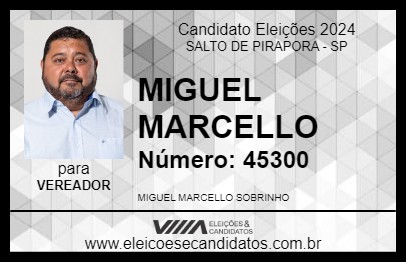 Candidato MIGUEL MARCELLO 2024 - SALTO DE PIRAPORA - Eleições