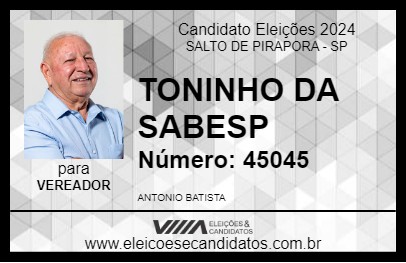 Candidato TONINHO 2024 - SALTO DE PIRAPORA - Eleições