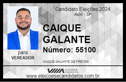 Candidato CAIQUE GALANTE 2024 - AVAÍ - Eleições