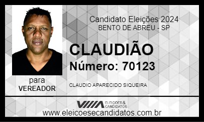 Candidato CLAUDIÃO 2024 - BENTO DE ABREU - Eleições