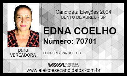 Candidato EDNA COELHO 2024 - BENTO DE ABREU - Eleições