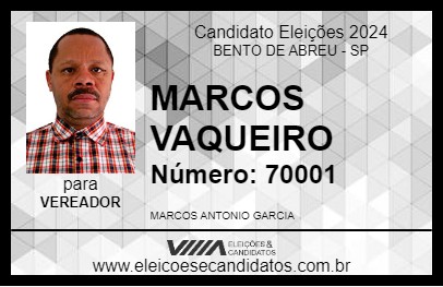 Candidato MARCOS VAQUEIRO 2024 - BENTO DE ABREU - Eleições