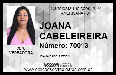 Candidato JOANA CABELEIREIRA 2024 - AMERICANA - Eleições