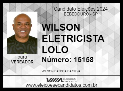 Candidato WILSON ELETRICISTA LOLO 2024 - BEBEDOURO - Eleições