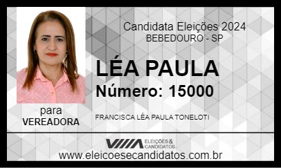 Candidato LÉA PAULA 2024 - BEBEDOURO - Eleições