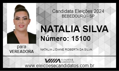 Candidato NATALIA SILVA 2024 - BEBEDOURO - Eleições