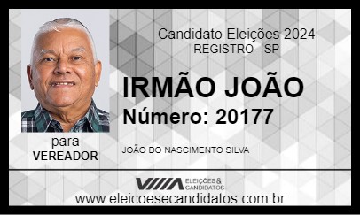 Candidato IRMÃO JOÃO 2024 - REGISTRO - Eleições