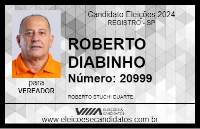 Candidato ROBERTO DIABINHO 2024 - REGISTRO - Eleições