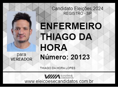 Candidato ENFERMEIRO THIAGO DA HORA 2024 - REGISTRO - Eleições