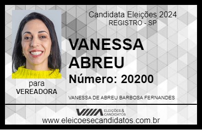 Candidato VANESSA ABREU 2024 - REGISTRO - Eleições