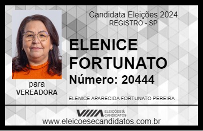 Candidato ELENICE FORTUNATO 2024 - REGISTRO - Eleições