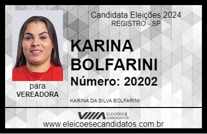 Candidato KARINA BOLFARINI 2024 - REGISTRO - Eleições