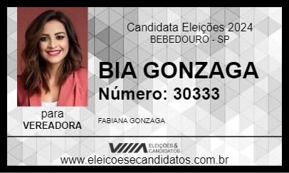 Candidato BIA GONZAGA 2024 - BEBEDOURO - Eleições