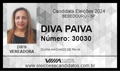 Candidato DIVA PAIVA 2024 - BEBEDOURO - Eleições