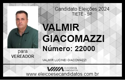 Candidato VALMIR GIACOMAZZI 2024 - TIETÊ - Eleições