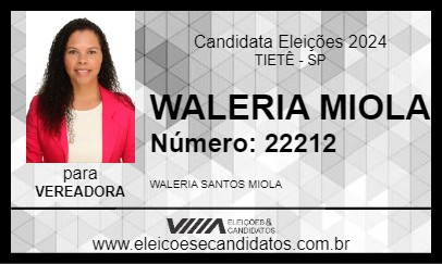 Candidato WALERIA MIOLA 2024 - TIETÊ - Eleições