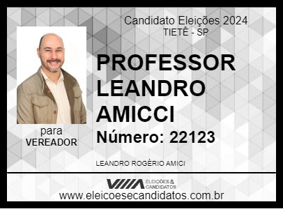 Candidato PROFESSOR LEANDRO AMICCI 2024 - TIETÊ - Eleições