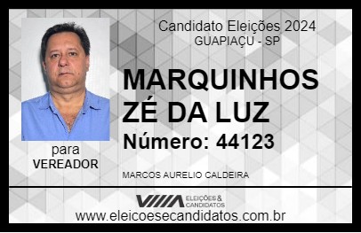 Candidato MARQUINHOS ZÉ DA LUZ 2024 - GUAPIAÇU - Eleições