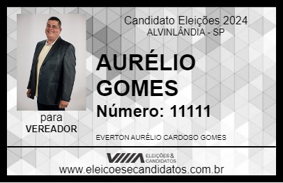 Candidato AURÉLIO GOMES 2024 - ALVINLÂNDIA - Eleições