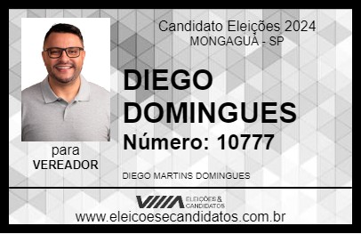 Candidato DIEGO DOMINGUES 2024 - MONGAGUÁ - Eleições