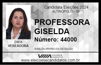 Candidato PROFESSORA GISELDA 2024 - ALTINÓPOLIS - Eleições