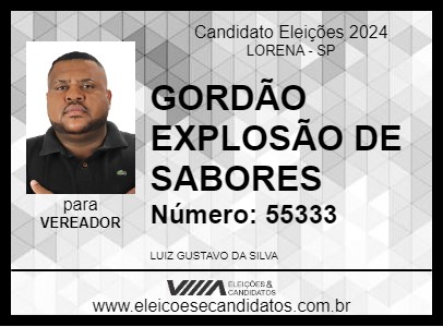 Candidato GORDÃO EXPLOSÃO DE SABORES 2024 - LORENA - Eleições