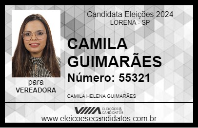 Candidato CAMILA GUIMARÃES 2024 - LORENA - Eleições