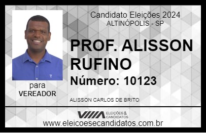 Candidato PROF. ALISSON RUFINO 2024 - ALTINÓPOLIS - Eleições