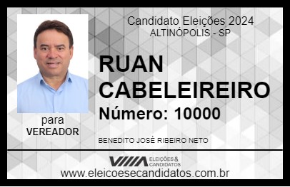 Candidato RUAN CABELEIREIRO 2024 - ALTINÓPOLIS - Eleições