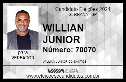 Candidato WILLIAN JUNIOR 2024 - SERRANA - Eleições