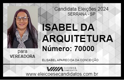 Candidato ISABEL DA ARQUITETURA 2024 - SERRANA - Eleições