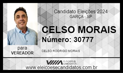 Candidato CELSO MORAIS 2024 - GARÇA - Eleições