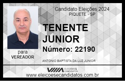 Candidato TENENTE JUNIOR 2024 - PIQUETE - Eleições