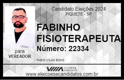 Candidato FABINHO FISIOTERAPEUTA 2024 - PIQUETE - Eleições