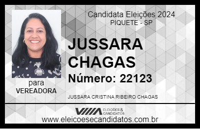 Candidato JUSSARA CHAGAS 2024 - PIQUETE - Eleições