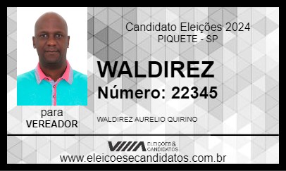 Candidato WALDIREZ 2024 - PIQUETE - Eleições