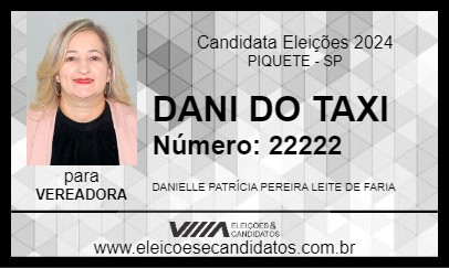 Candidato DANI DO TAXI 2024 - PIQUETE - Eleições