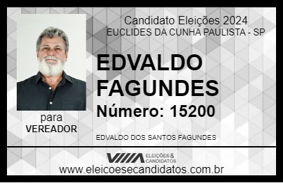 Candidato EDVALDO FAGUNDES 2024 - EUCLIDES DA CUNHA PAULISTA - Eleições