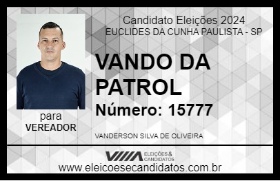 Candidato VANDO DA PATROL 2024 - EUCLIDES DA CUNHA PAULISTA - Eleições