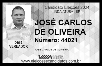 Candidato JOSÉ CARLOS DE OLIVEIRA 2024 - INDAIATUBA - Eleições