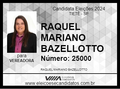 Candidato RAQUEL DA AUTOESCOLA 2024 - TIETÊ - Eleições