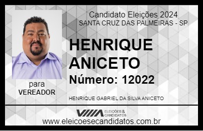 Candidato HENRIQUE ANICETO 2024 - SANTA CRUZ DAS PALMEIRAS - Eleições