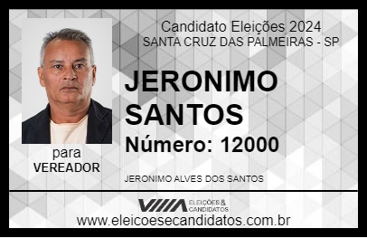 Candidato JERONIMO SANTOS 2024 - SANTA CRUZ DAS PALMEIRAS - Eleições