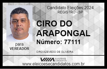 Candidato CIRO DO ARAPONGAL 2024 - REGISTRO - Eleições